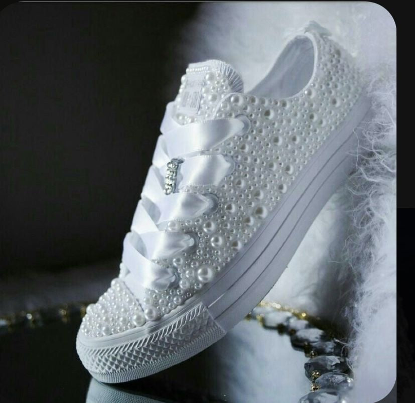 Converse Zapatillas Con Perlas Para 15 Años White Tennis Shoes
