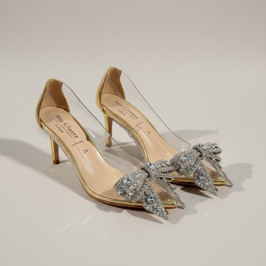 Stilleto silver crystal bow
