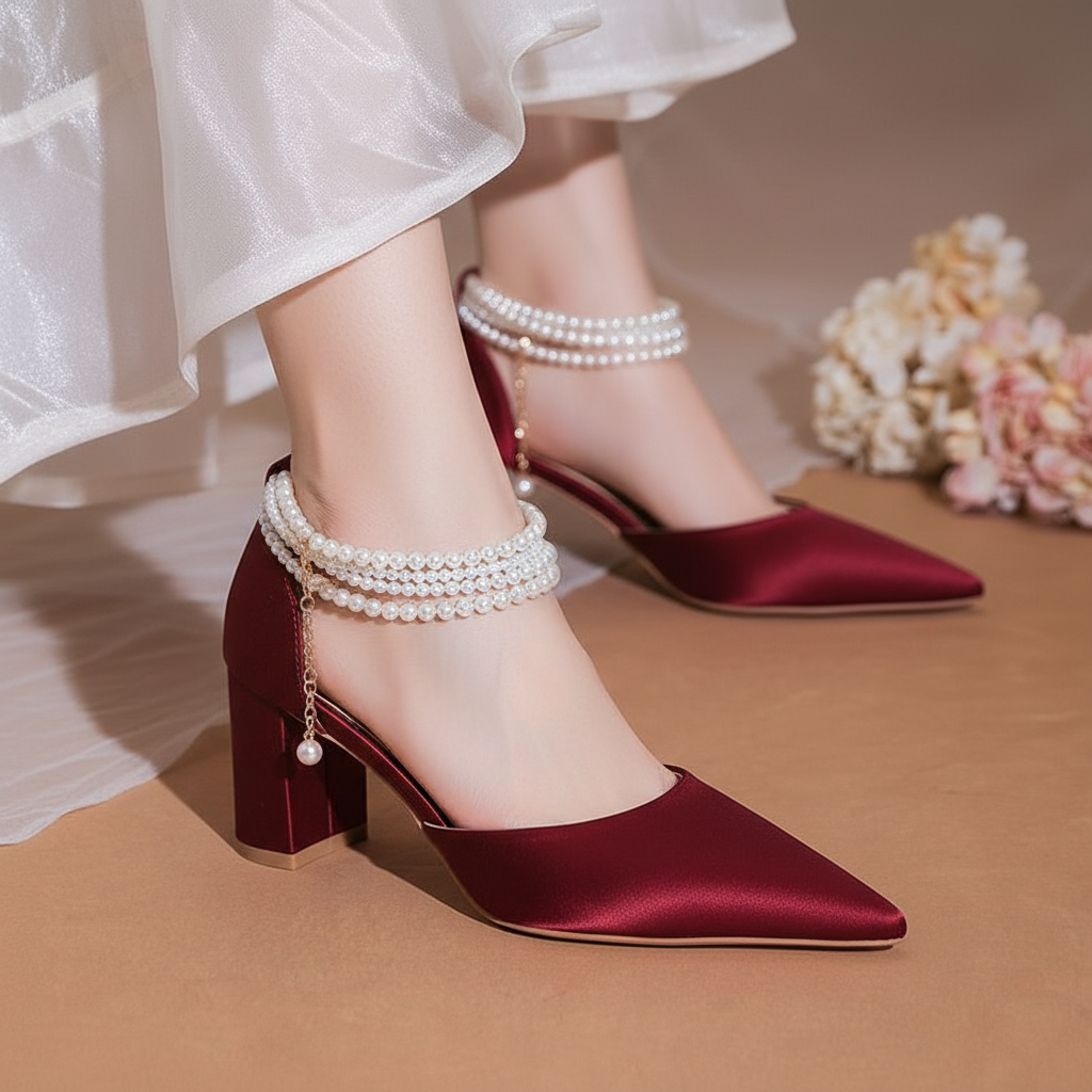 Stiletto pulsera de perlas