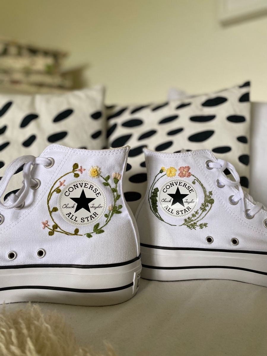 Embroidered platform tennis shoes