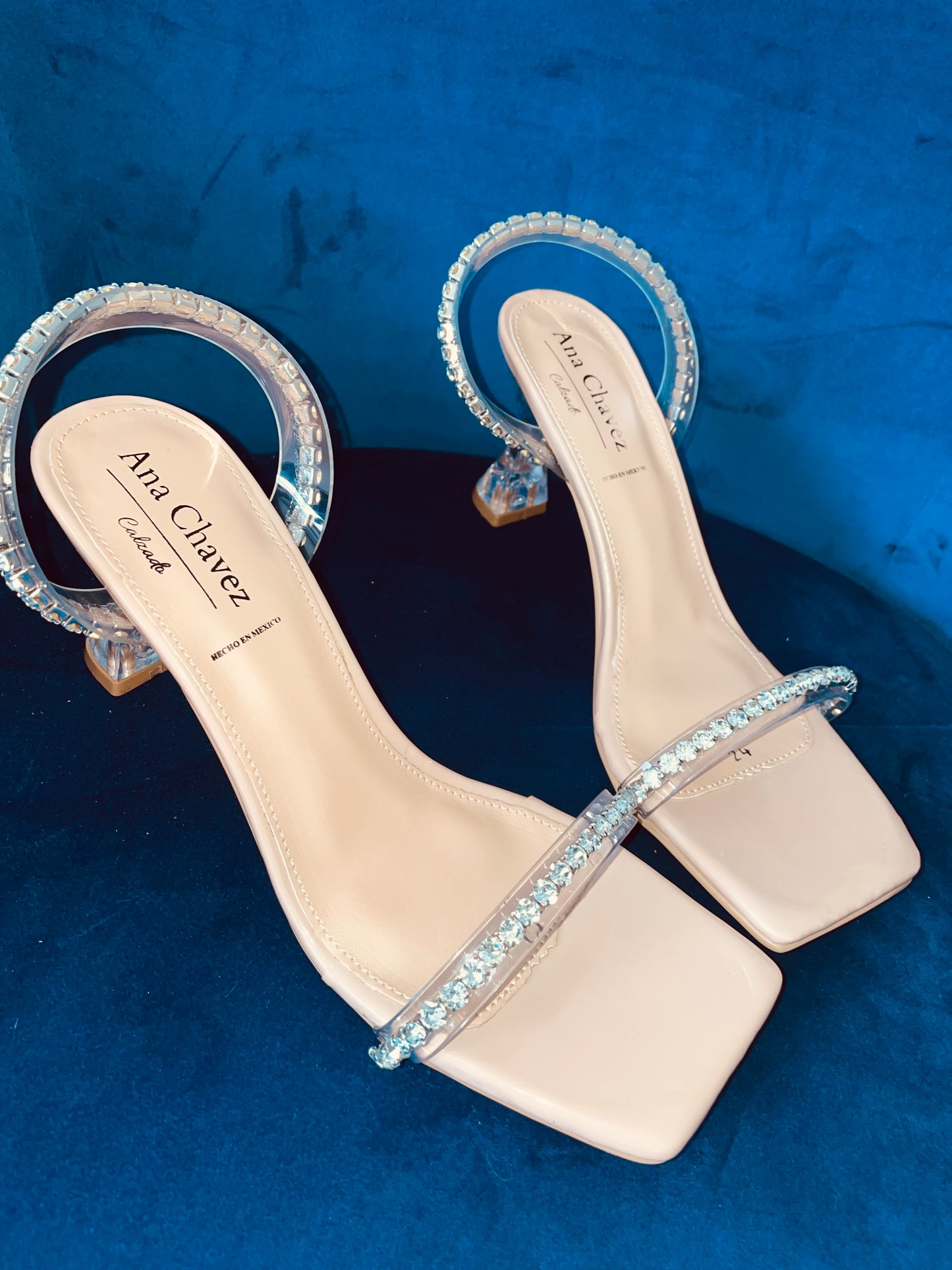 Silver crystal heeled sandal