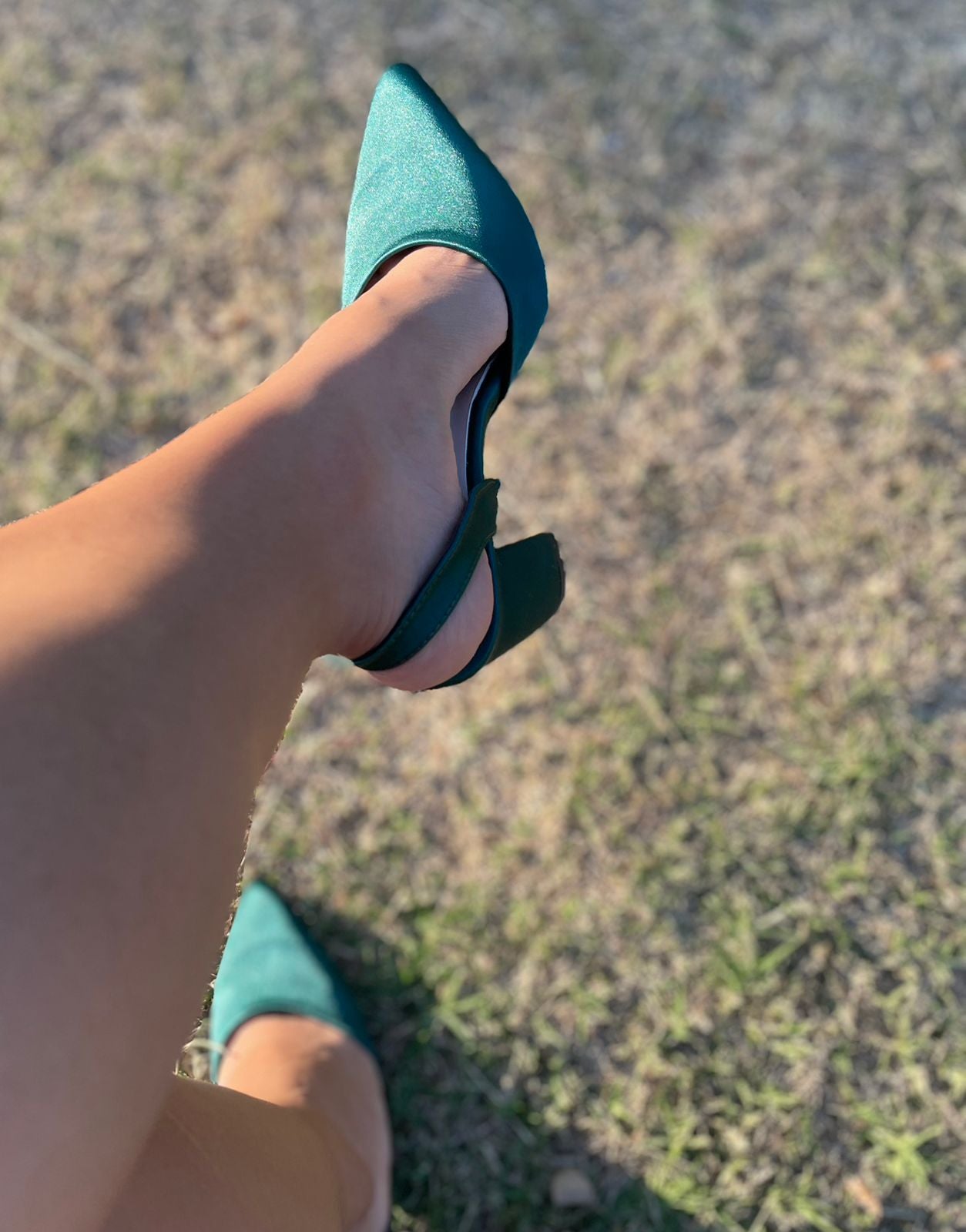 Zapatilla verde saten talla 23