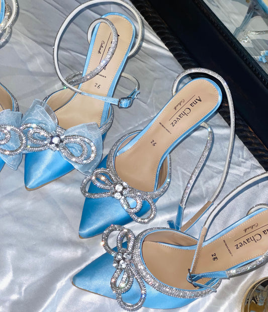 Stiletto moño plata Azul