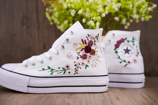 Embroidered platform tennis shoes