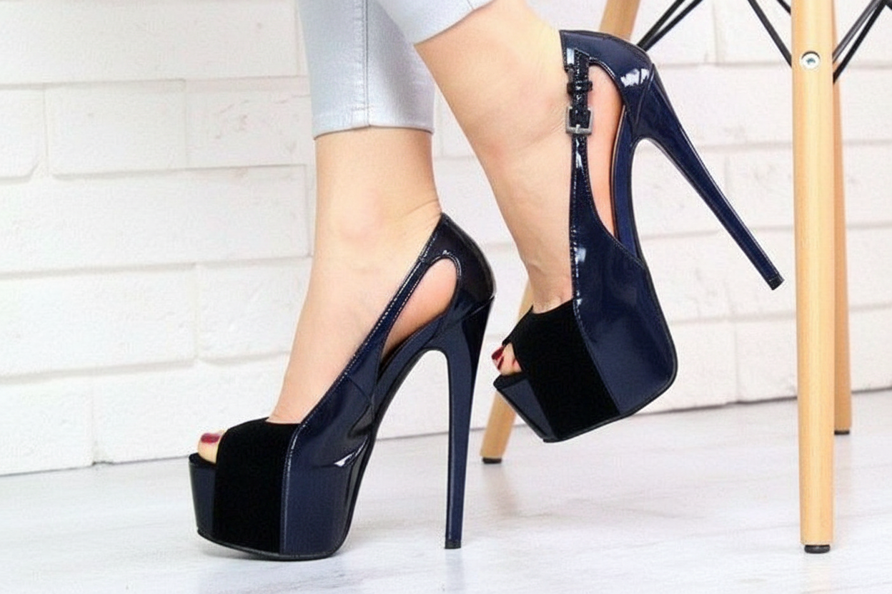 Sneaker ouverte en cuir verni