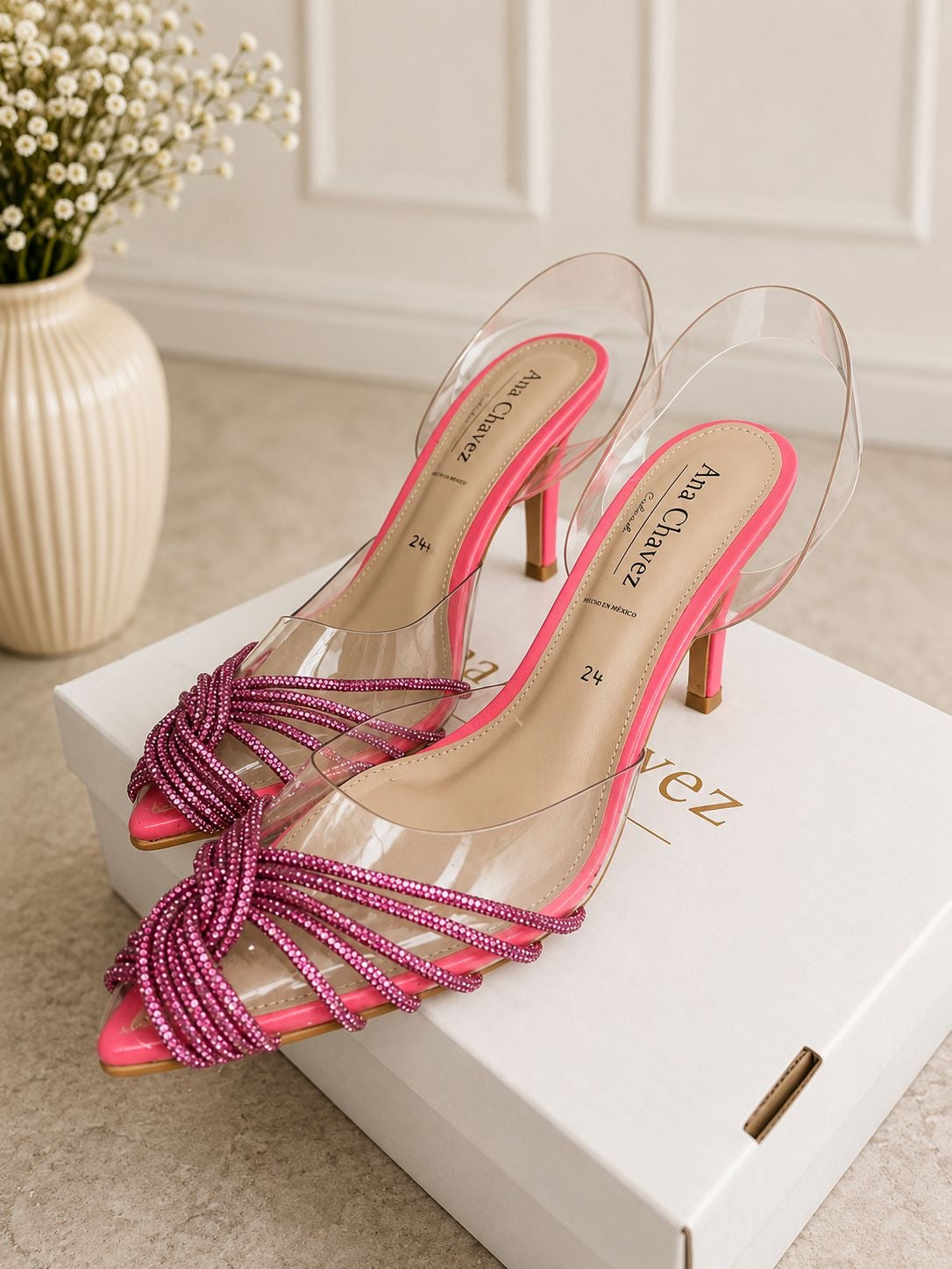 Stiletto rous rosa talla 24