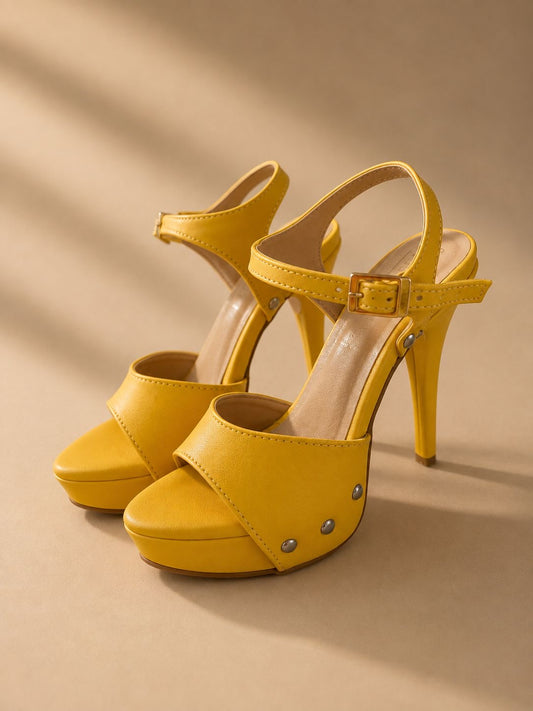 Zapatilla tacón aguja amarillo #22
