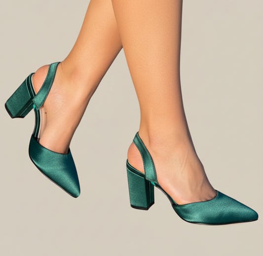 Zapatilla verde saten talla 23