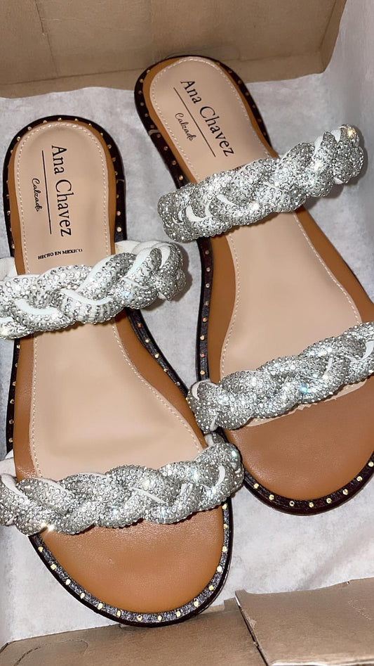 Crystal braid floor sandal