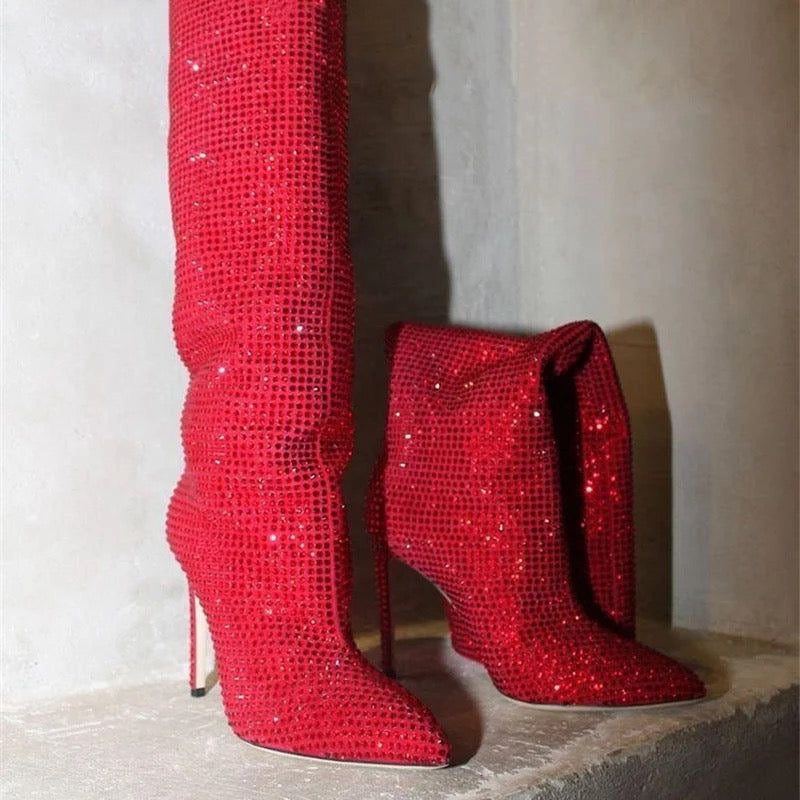 Boot with crystal rhinestones