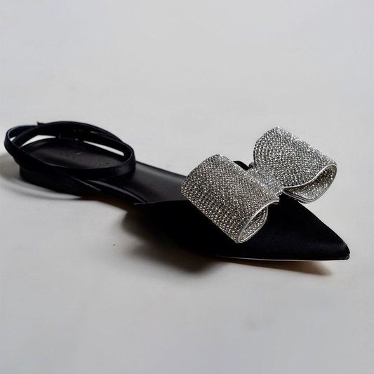 Crystal flat with rhinestone bow