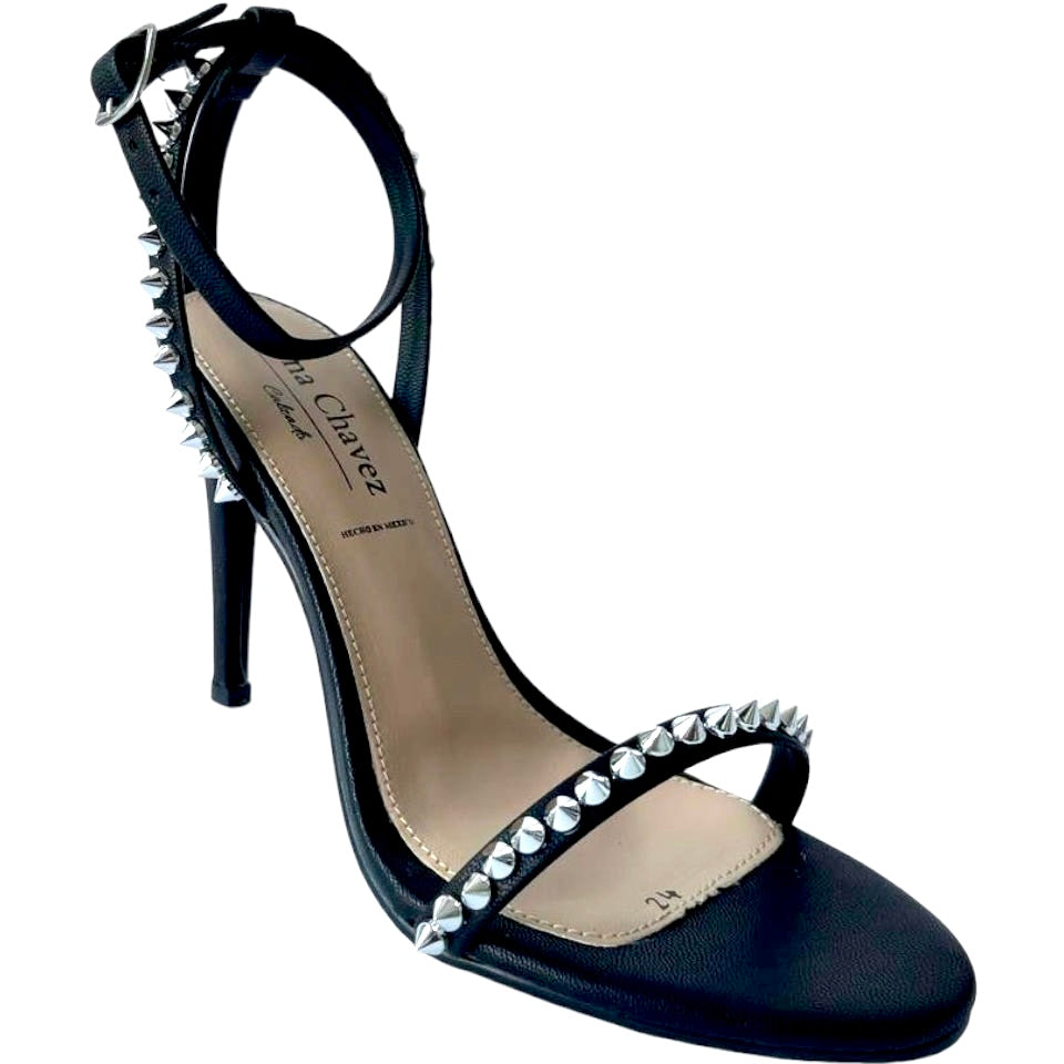 Stiletto heel sandal with studs