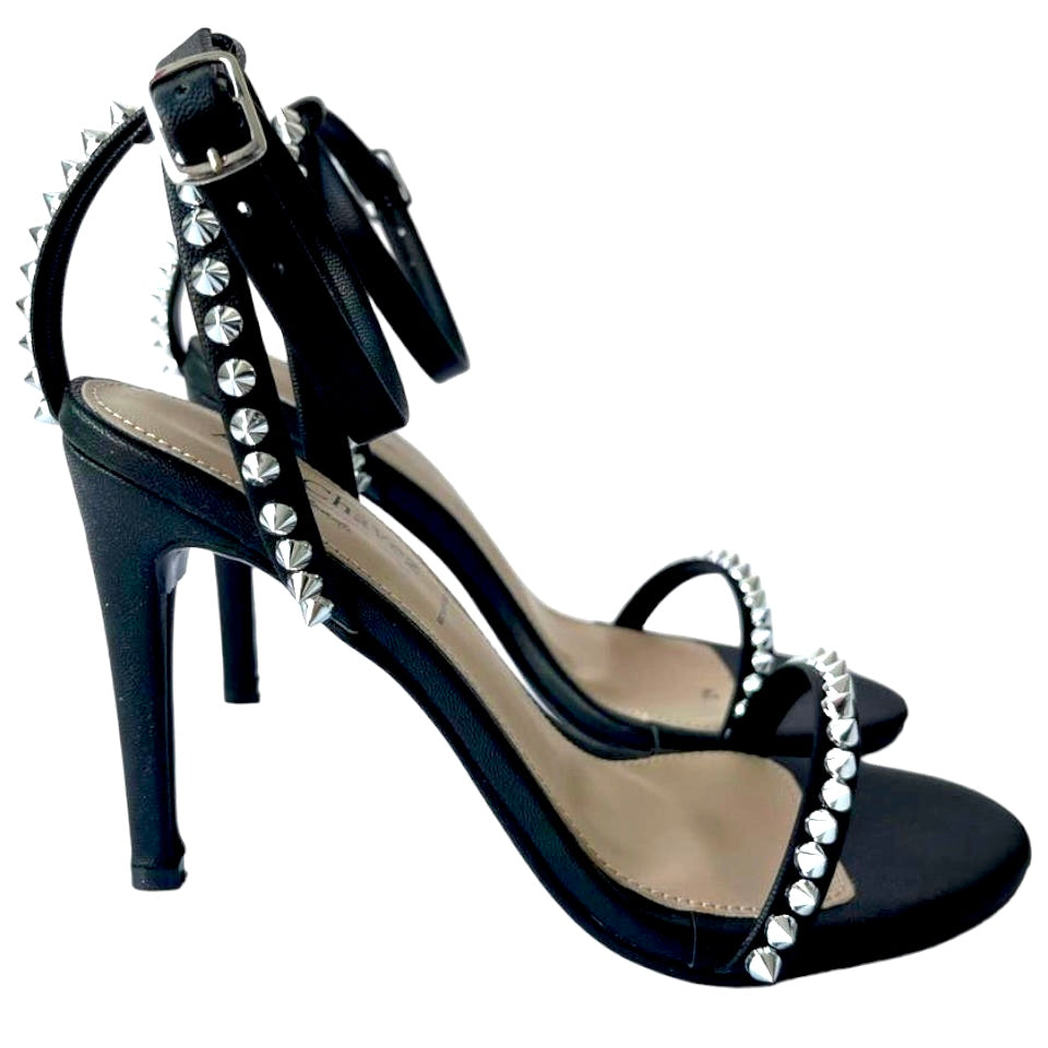 Stiletto heel sandal with studs