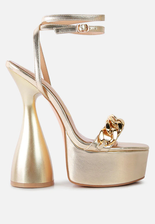 Elvira Gold Heeled Sandal